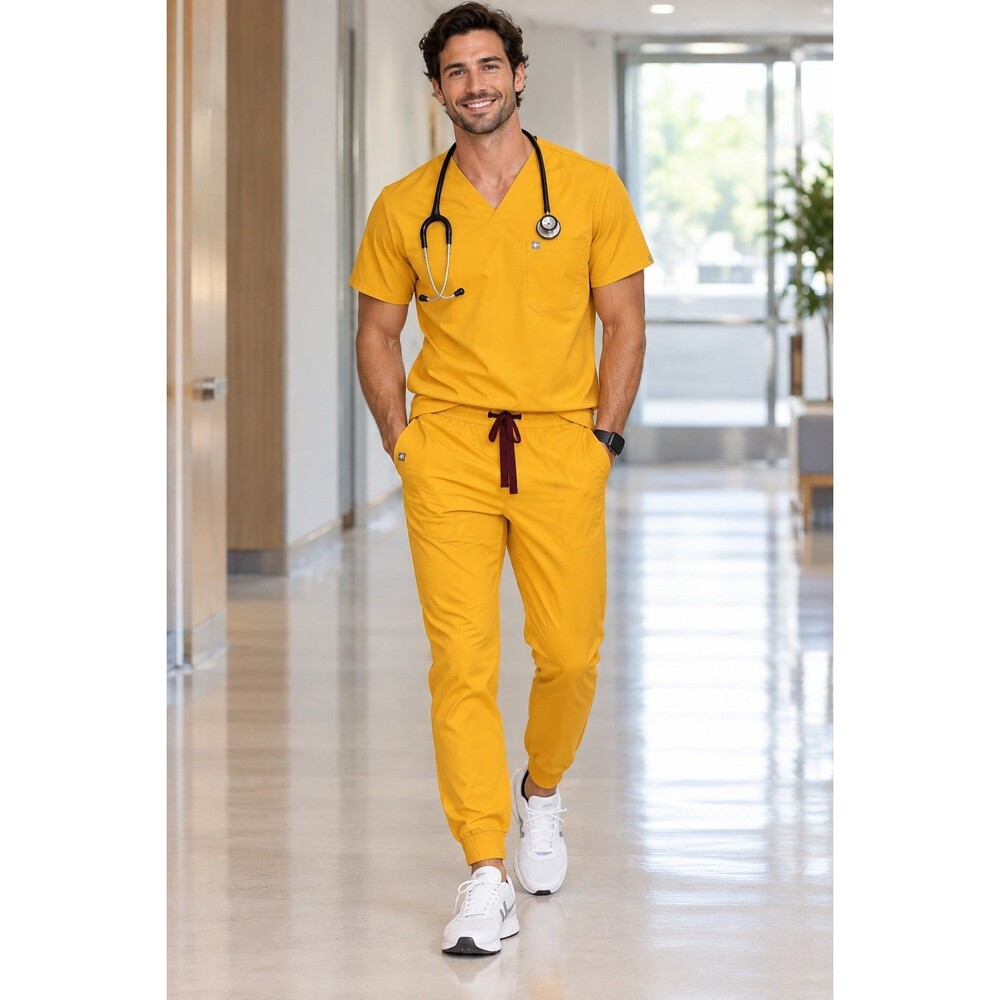 NWT FIGS Men’s Tansen Jogger Scrub Pants Size M Regular Yellow Gold FIONx